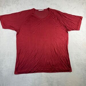 WinterSilks Mens XL Burgundy Red 100% Silk Short Sleeve Raglan Crew Neck T-Shirt